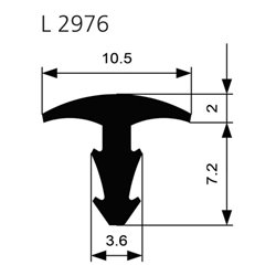ELLEN Treppenprofil L 2976 einfräsen halbrund W-KF schw, Br10,5 x H9,2