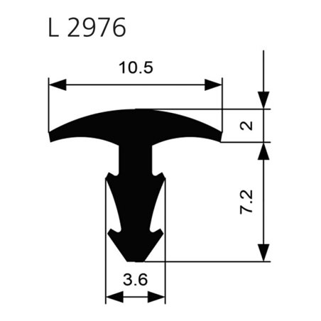 ELLEN Treppenprofil L 2976 einfräsen halbrund W-KF schw, Br10,5 x H9,2