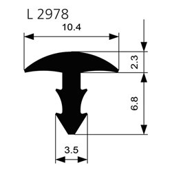 ELLEN Treppenprofil L 2978 einfräsen Pilz W-KF schw, Br10,4 x H9,1
