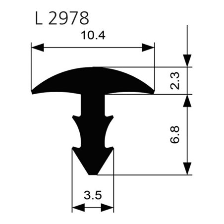 ELLEN Treppenprofil L 2978 einfräsen Pilz W-KF schw, Br10,4 x H9,1