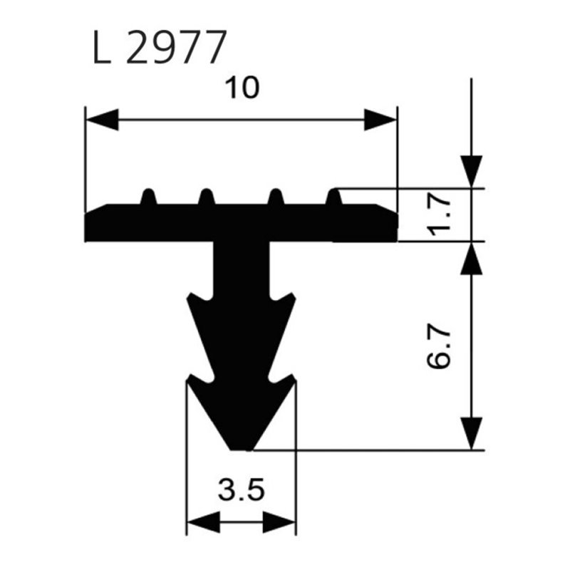 ELLEN Treppenprofil L 2977 einfräsen Trapez W-KF schwarz, Br10 x H8,4
