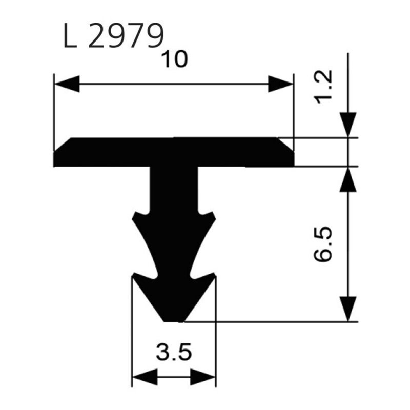 ELLEN Treppenprofil L 2979 einfräsen Trapez W-KF schwarz, Br10 x H7,7