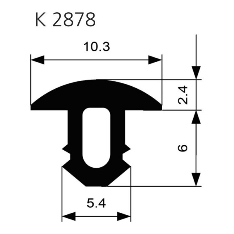 ELLEN Treppenprofil K 2878 einfräsen Pilz W-KF schw, Br10,3 x H8,4