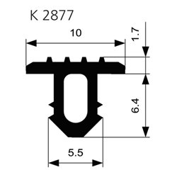 ELLEN Treppenprofil K 2877 einfräsen Trapez W-KF schwarz, Br10 x H8,1
