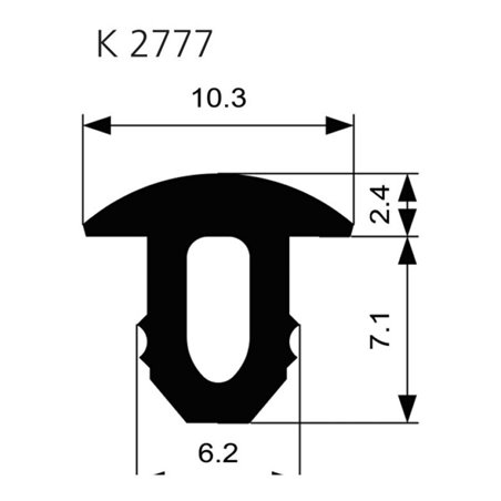 ELLEN Treppenprofil K 2777 einfräsen Pilz W-KF schw, Br10,3 x H9,5