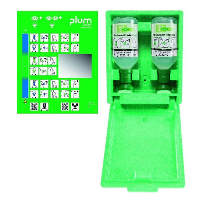 PLUM Augenspülstation, inkl. 2 Fl.500 ml,Wandbox,Spiegel