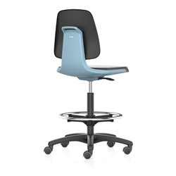 bimos Arbeitsstuhl Labsit 4, K-Leder blau Sitzhöhe 560-810 mm