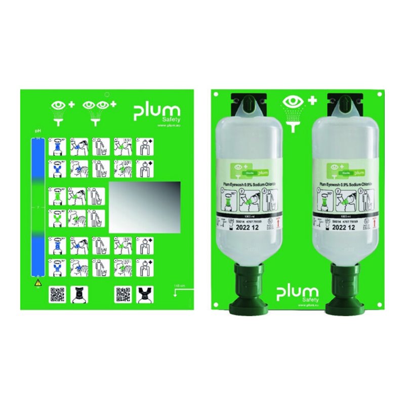 PLUM Augenspülstation Maxi, 2 Flaschen, 1000ml, Natriumchloridlösung