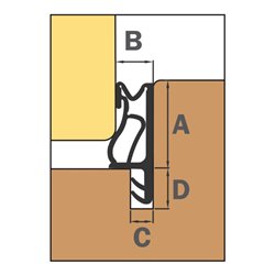 TRELLEBORG Flugelfalzdichtung D3830 3mm Nut, schwarz