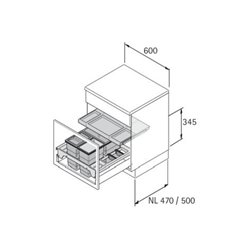 Hettich Küchen-Abfallsystem InsertFlex 600 9207642 KB 600mm Kunststoff grau matt