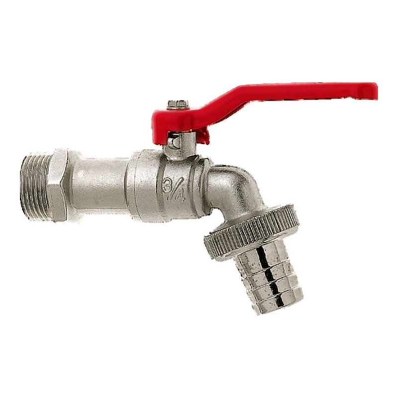 GEKA Kugelauslaufventil L,MS vn.Griff rot,3/4',SB mit rotem Griff