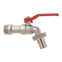 GEKA Kugelauslaufventil L,MS vn.Griff rot,3/4',SB mit rotem Griff