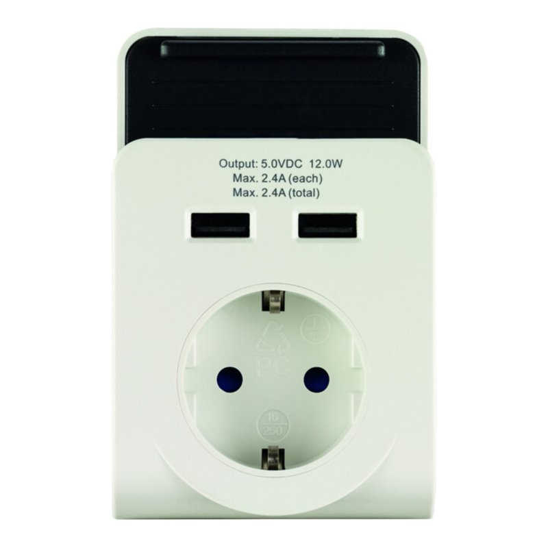 REV USB-Ladegerät DUO 2-fach m.Ladeschale weiß