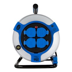 REV Kabeltrommel 25m Stahl IP44 4-fach st-bl H05VV-F 3G1,5