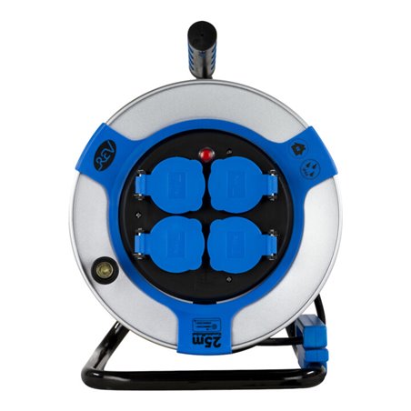 REV Kabeltrommel 25m Stahl IP44 4-fach st-bl H05VV-F 3G1,5