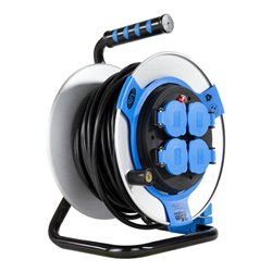 REV Kabeltrommel 25m Stahl IP44 4-fach st-bl H05VV-F 3G1,5
