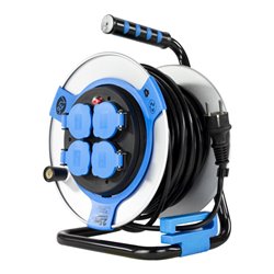 REV Kabeltrommel 25m Stahl IP44 4-fach st-bl H05VV-F 3G1,5