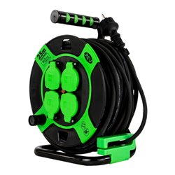 REV Kabeltrommel 25m 4-fach IP 44 Kunststoff H05RR-F 3G1,5 sw-gn