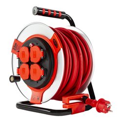 REV Kabeltrommel 25m Stahl IP44 4-fach st-rt H07RN-F 3G1,5