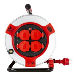 REV Kabeltrommel 25m Stahl IP44 4-fach st-rt H07RN-F 3G1,5