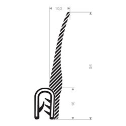 Kantenschutz flexibel schwarz, mit Moosgummi, Klemmbereich 1,5-5,0mm, 10,2x54mm
