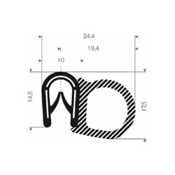 Kantenschutz flexibel schwarz, mit Moosgummi, Klemmbereich 1,0-4,0mm,