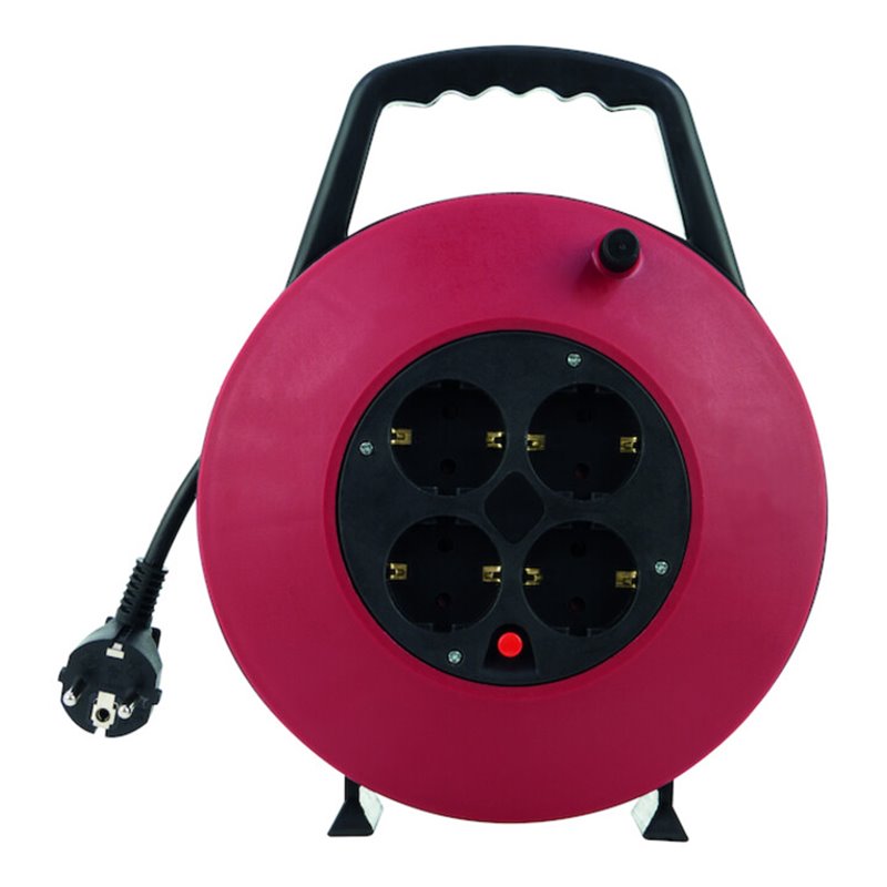 REV Kabelbox 10m 4-Fach schwarz/rot H05VV-F 3G1,5