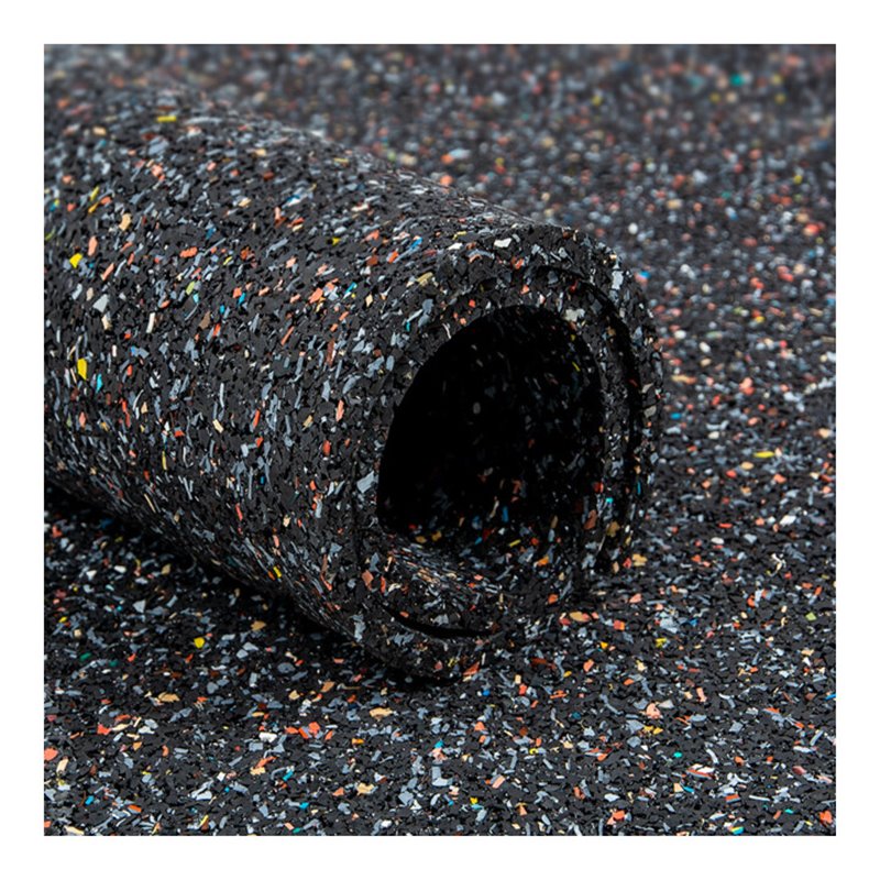 Recyclingmatte Gummi/PU, schwarz-bunt 3mm, 1500mm 5m
