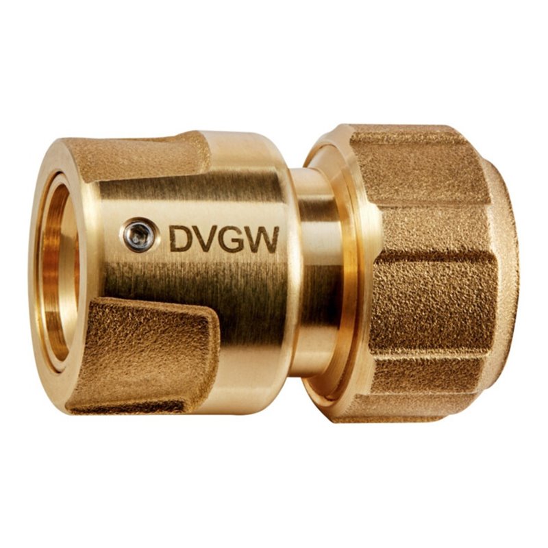 GEKA plus-Schlauchstück, Stecksystem, KTW, Wasserstopp, Messing, 3/4'-19mm Bl