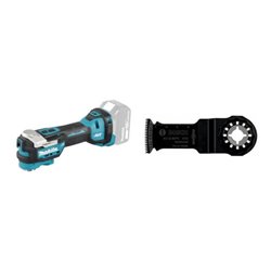 Makita Akku-Multitool DTM52Z + 10x Bosch HCS Tauchsägeblatt AIZ 32 BSPC Hard Wood, 50 x 32 mm