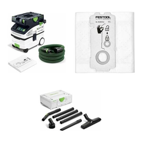 Festool Bundle – 3-teiliges Set mit Absaugmobil CTM MIDI I, Reinigungsset RS-ST D 27/36-Plus, SELFCLEAN & Longlife-Filtersack