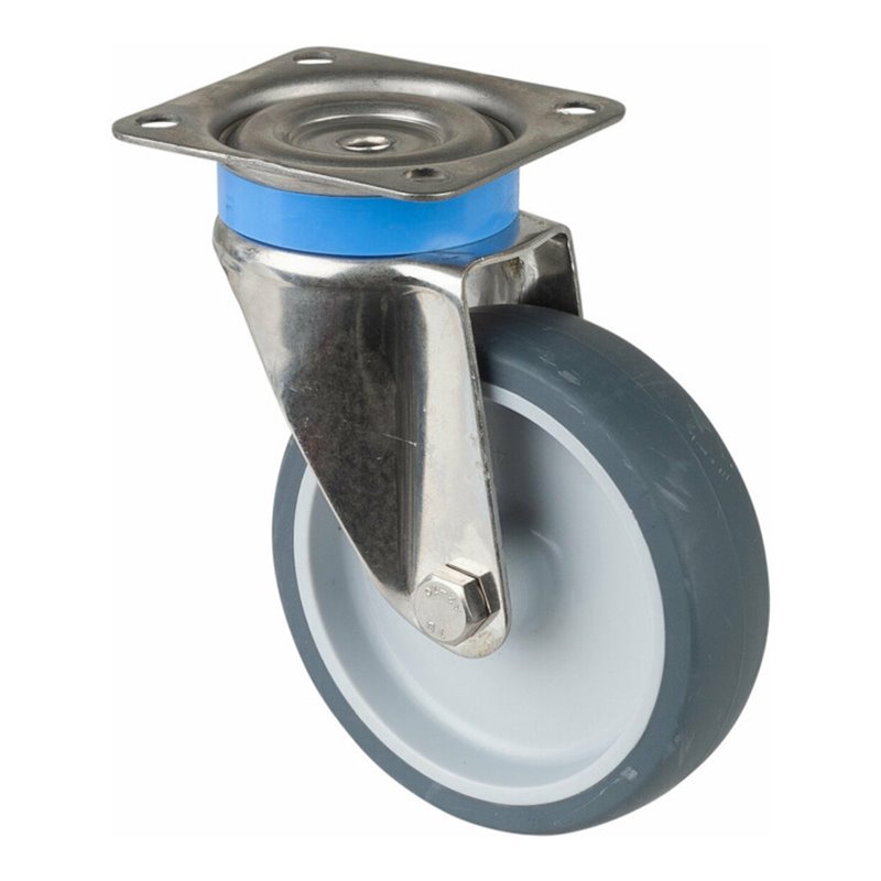 BS Rollen Lenkrolle G100.A80 mit Platte, Ø 100 B 28mm, 60kg Gummi