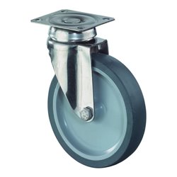 BS Rollen Lenkrolle G100.A80 mit Platte, Ø 125 B 28mm, 70kg Gummi