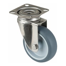 BS Rollen Lenkrolle G100.A80 mit Platte, Ø 75 24mm, 60kg Gummi