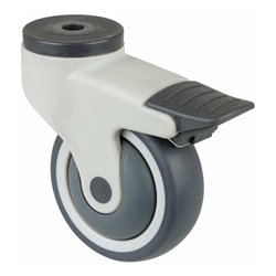 BS Rollen Lenkrolle C121.A82 mit Totalfeststeller mit Rückenloch, Ø 100 B 32mm, 110kg, Gummi