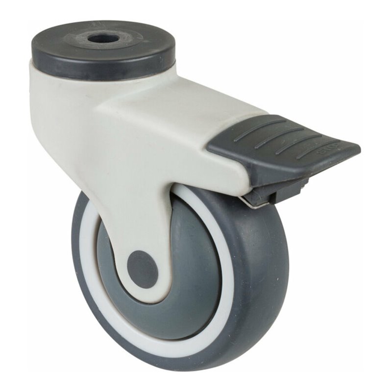 BS Rollen Lenkrolle C121.A82 mit Totalfeststeller mit Rückenloch, Ø 100 B 32mm, 110kg, Gummi