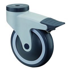 BS Rollen Lenkrolle C121.A82 mit Totalfeststeller mit Rückenloch, Ø 125 B 32mm, 120kg, Gummi