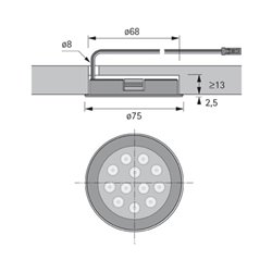 halemeier LED Sign Plus ru, Alu Op. nw, 12V, 2.3W, IP 44, 2m