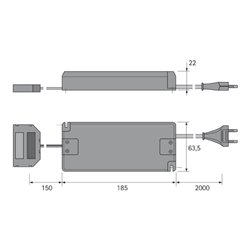 halemeier LED EVG 12VDC, 0-50W 200-240V, 50/60Hz, 2m EFS