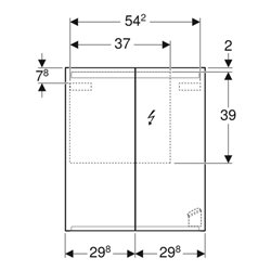 Geberit Spiegelschrank Option 60x70x15mm, mit Beleuchtung, 2 Türen