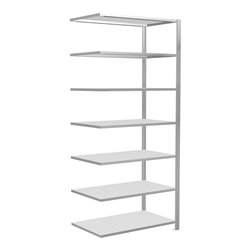 Schulte Anbauregal Schraubsystem MULTIplus150, 7 Fachböden, beidseitig nutzbar, Tiefe 600 mm, Aussteifung durch Längenriegel, mi