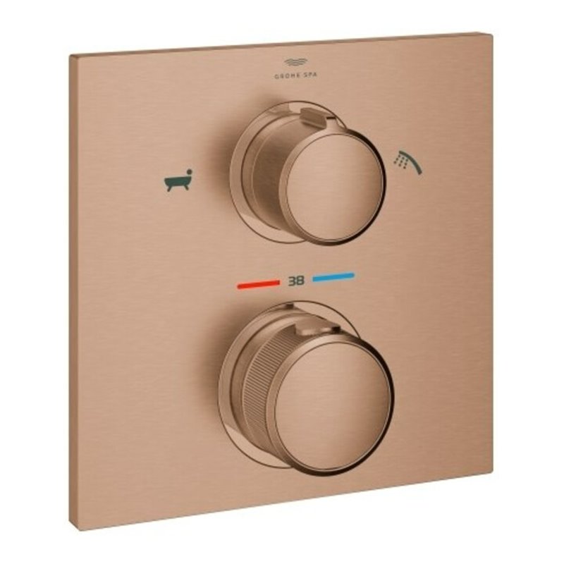 Grohe Fertigmontageset Allure warm ss geb., f Wannen-Thermostat, 2-W.-Umstg.