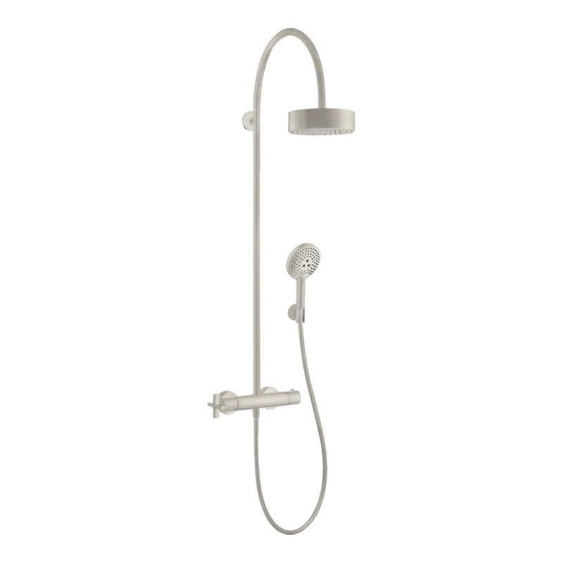 hansgrohe Showerpipe Axor Citterio m TH, Kopfbrause, 180mm, 1j, Edelstahl-Optik