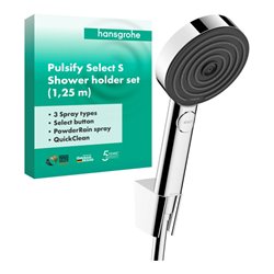 hansgrohe Brausehalter-Set Pulsify Sel. S 105 1250mm Schlauch, chrom, Relaxation, 3jet