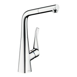 hansgrohe Spültisch-Einhebelmischer 320 Metris M71 m Ausziehauslauf, 1jet, Edelstahl-Optik