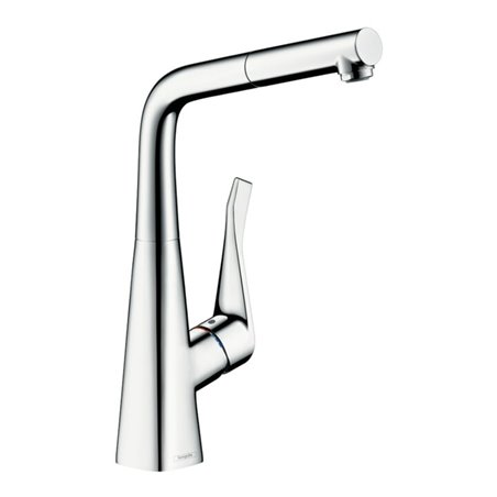 hansgrohe Spültisch-Einhebelmischer 320 Metris M71 m Ausziehauslauf, 1jet, Edelstahl-Optik
