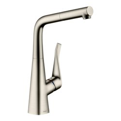 hansgrohe Spültisch-Einhebelmischer 320 Metris M71 m Ausziehauslauf, 1jet, Edelstahl-Optik