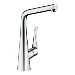 hansgrohe Spültisch-Einhebelmischer 320 Metris M71 EcoSm. mit Ausziehauslauf, 1jet, chrom