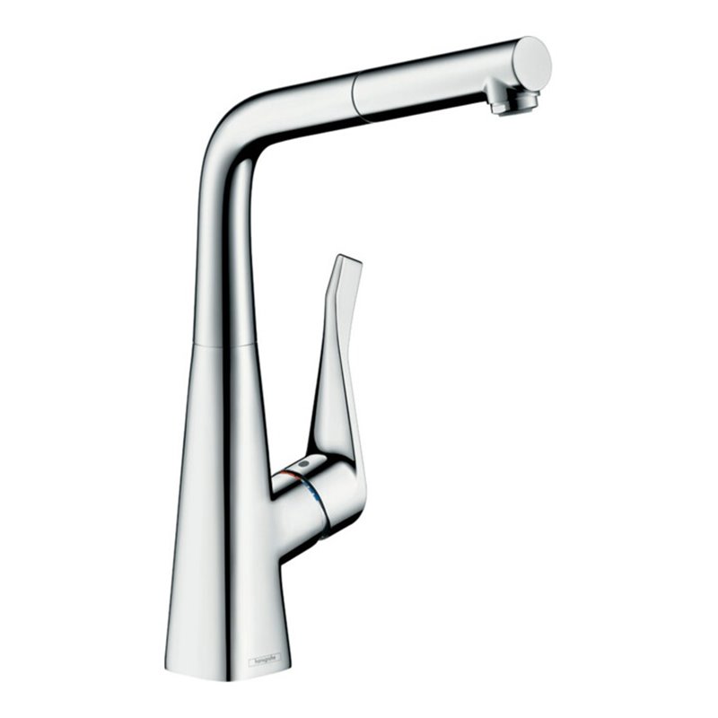 hansgrohe Spültisch-Einhebelmischer 320 Metris M71 EcoSm. mit Ausziehauslauf, 1jet, chrom