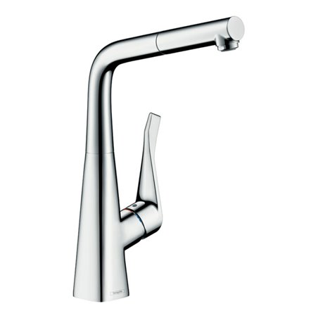 hansgrohe Spültisch-Einhebelmischer 320 Metris M71 EcoSm. mit Ausziehauslauf, 1jet, chrom